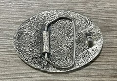 Vintage Eagle Landing On Branch Enameled Metal Belt Buckle Silver Tone Nature
