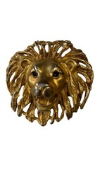 Lion Head Belt Buckle Mens/Womens Gold Metal Western Statement 3D Lion Face
