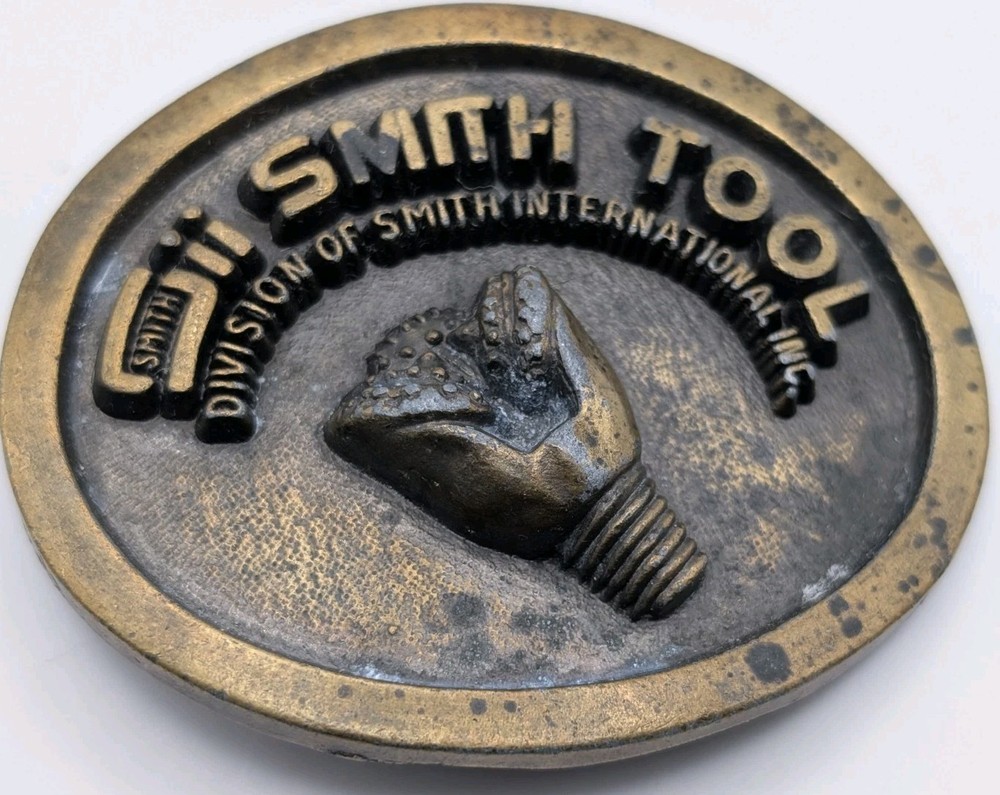 Vintage Smith Tool Belt Buckle Smith International Oil Gas Drill Bit Brass