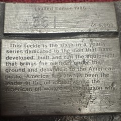 Arroyo Grande Buckle Co American Oil Worker 1986 Belt Buckle LE #361/5000 1.5&Prime;