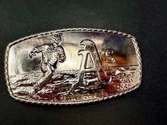 A&rsquo;s Baseball Logo Athletics Sports Oakland CA Silver Color Wide Belt Buckle