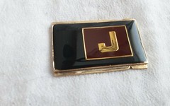 BUXTON BUCKLE X CHANGE INSERT MONOGRAM LETTER J VINTAGE ORIGINAL PACKAGE MENS