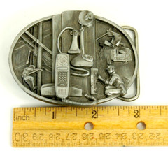 Telephone Lineman belt buckle western pewter Siskiyou Buckle Co. 1988