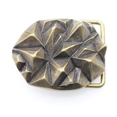 Geometric Pyramid Engraved Belt Buckle in Antique Bronze, Vintage Interchangeable Buckle