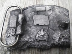 1990 USA FLAG THE RIGHT TO BEAR ARMS BELT BUCKLE GW-13, BY SISKIYOU CO. (U.S.A)