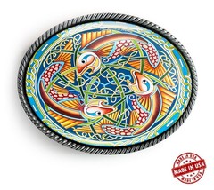 Ancient Celtic Fish Art Irish Knot Mandala Handmade Artisan Belt Buckle
