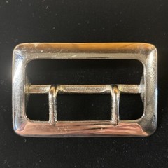 Vintage Solid Brass Chrome Plated 2.25” Double Prong Duty Belt Buckle USA #4
