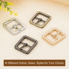 8Pcs 0.75&Prime; Single Prong Belt Buckle Square Center Bar Buckles Light Gold