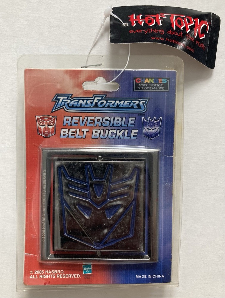 TRANSFORMERS AUTOBOT DECEPTICON REVERSIBLE METAL BELT BUCKLE HOT TOPIC 2005 VTG