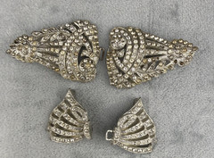 Vintage Rhinestone Buckle Lot Silver Tone Signed READ