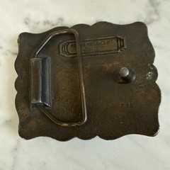 1978 Vintage Indian Metal Craft Brass HORSE Belt Buckle 3 in