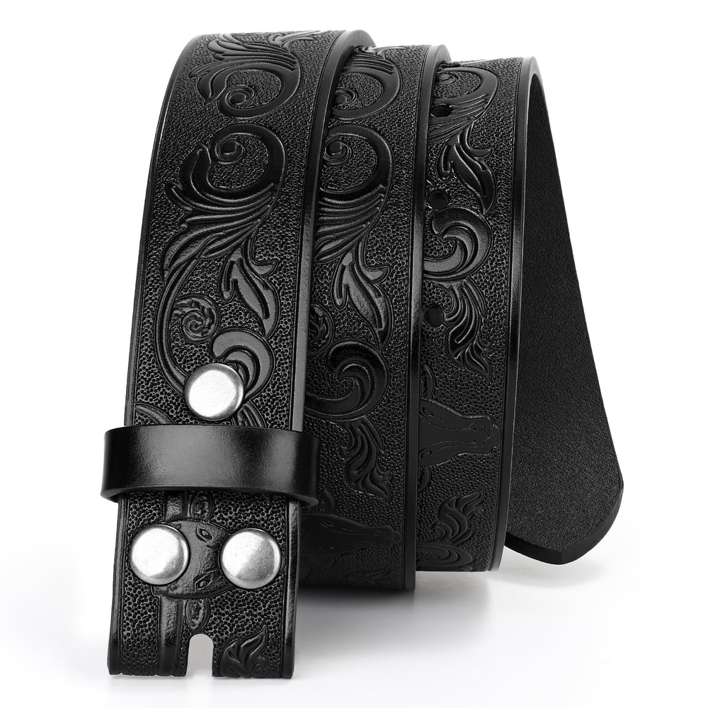 JASGOOD Western Leather Fit waist size 27-30 »(belt length 39 »), A-black