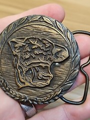 Vintage 1976 Western Cow Stamped G & H Metal Brass ? Belt Buckle