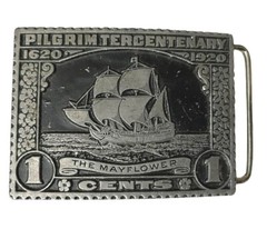 Pilgrim Tercentenary The Mayflower 1 Cents 1620-1920 Solid Pewter Belt Buckle