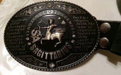 SAGITTARIUS BELT BUCKLE AND BELT NEW BEACON ACCESSORIES 36.5&Prime; BLACK