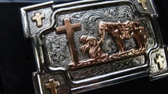 Crumrine Western Belt Buckle Cross Kneeling Praying Cowboy C10103