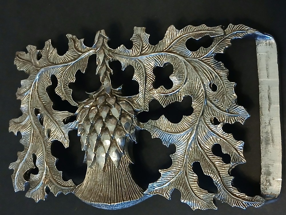 Kilt Thistle Belt Buckle, Silver, 2.5&Prime; × 5&Prime;