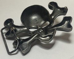 Skull Crossbones Pirate Metal Western Belt Buckle Vintage 1.5” Gothic Metal Head