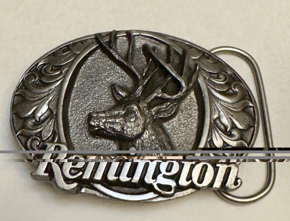 Vintage Bergamot Made in USA Remington Deer Head Belt Buckle