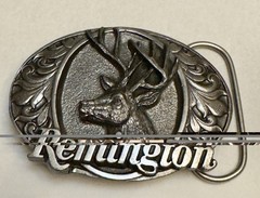 Vintage Bergamot Made in USA Remington Deer Head Belt Buckle