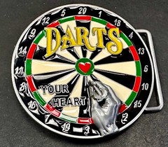 Throwing Darts – Your Heart Dart Game Love Board Sports Bar Novelty Belt Buckle