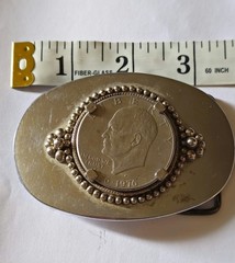 Vintage 1776-1976 D Eisenhower Bicentennial Dollar Coin Belt Buckle Two-Tone 3.7