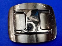 Custom Initial Block Letter Large I Silver Tone Outlined Reflective Belt Buckle