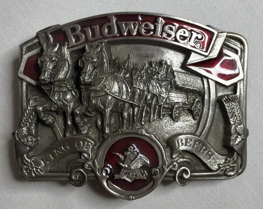 Vintage Budweiser Clydesdales King of Beers Pewter Belt Buckle