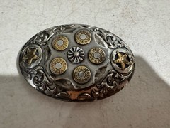 Silver Creek Belt Buckle Bullets Western Two Tone Revolving Center Cylinder