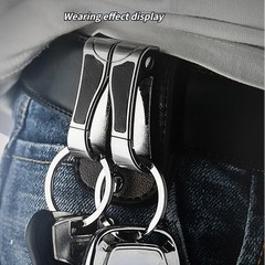 Hot Real Leather Belt Buckle Clip Keychains Car Key Holder Double Ring 2 Loops