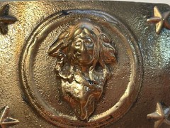 Vintage Native American Indian Chief Brass Belt Buckle USA 3.25×2 in **Read cond