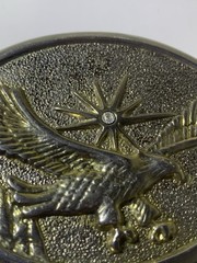 Vintage Silver Gold-Tone Flying Eagle Belt Buckle Metal Jeweled Sun Unbranded