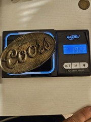 Coors Men’s Gold Tone Metal Plate Belt Buckle Logo, Fits 1.5 in Belt