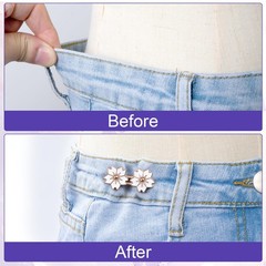 Winsyison 4pcs Pant Waist Tightener, Adjustable White & Silver