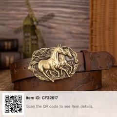 BROWN TWO STYLISH FLYING HORSES WESTERN ALLOY BELT