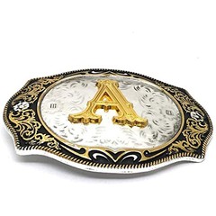 INITIAL  » A-Z  » RODEO COWBOY LETTER SHINE GOLD SILVER WESTERN BELT BUCKLE NEW