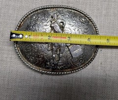 vintage USA made RODEO belt buckle BARREL RACING cowboy cowgirl WESTERN floral