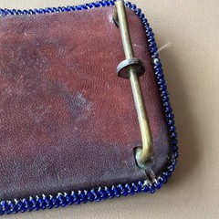 Vintage Hand Made Native American Tribal Leather Back Seed Bead Belt Buckle