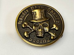 Louder Than Thunder Seven 2 Skull Head Hat Crossbones Gothic Punk Belt Buckle