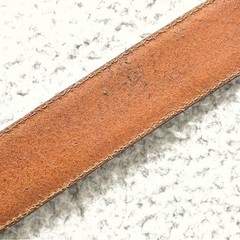 VTG Brighton Leather Belt Size M Brown Gold Buckle USA Made Chunky Double Keeper