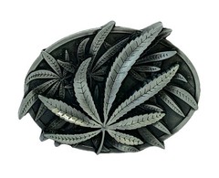 Weed Leaves Marijuana Plant Belt Buckle Pewter 3.5”x 2.5” Fit Up To 1.75” Belt 4