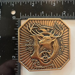 1987 Deere & Company Moline Illinois Octagon Buck Belt Buckle Deere Stag D Logo