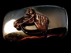 Horse belt buckle two tone