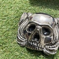 Washed Up Hollywood Crystal Skull Head Belt Buckle Goth Tobacco Road 32 Black