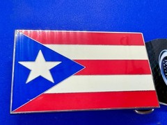 Puerto Rico Flag Commemorative Patriotic 2004 Belt Buckle by Silver Moon