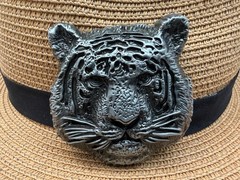 Antiqued Silver Retro Tiger Western Belt Buckle