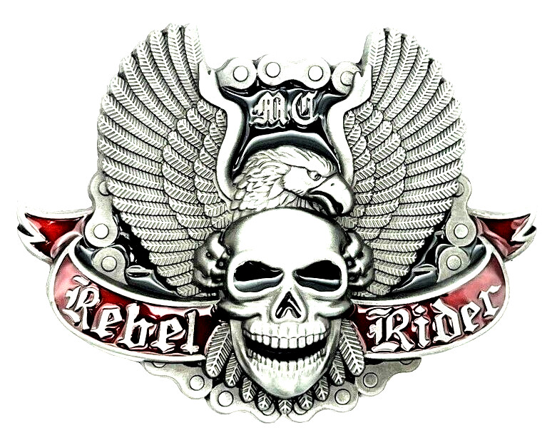 Skull & Eagle Wings Rebel Rider Belt Buckle Biker Gothic New