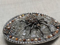 vintage BLACK WIDOW belt buckle RHINESTONE spider STUDDED western GLAM statement