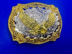 Western American Pride USA Bald Eagle Majestic Flying Two Tone Belt Buckle