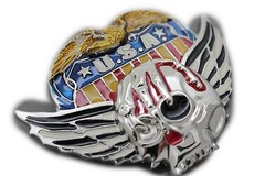 Men Women Silver Metal Belt Buckle Skull Wings Skeleton USA American Eagle Army